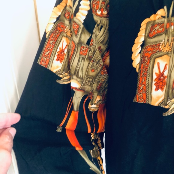 VINTAGE KBB Shirt Men M Black  Button Lightweight Band Collar 80’s Prints - Picture 6 of 15